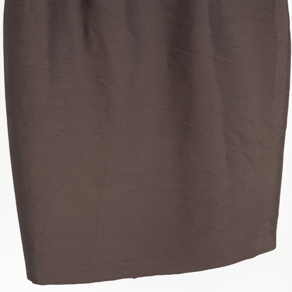 Valentino Brown Silk Shantung Pencil Skirt - Picture 5 of 9